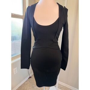 ALEXANDER WANG Black Long Sleeve Cutout Zipper Bodycon‎ Mini Dress Size 2
